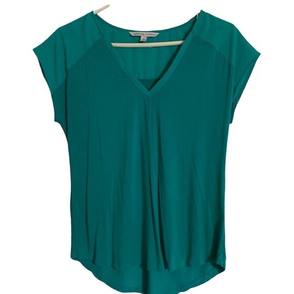 Adrienne Vittadini Green Mixed Material Short‎ Sleeve Top - Picture 1 of 7